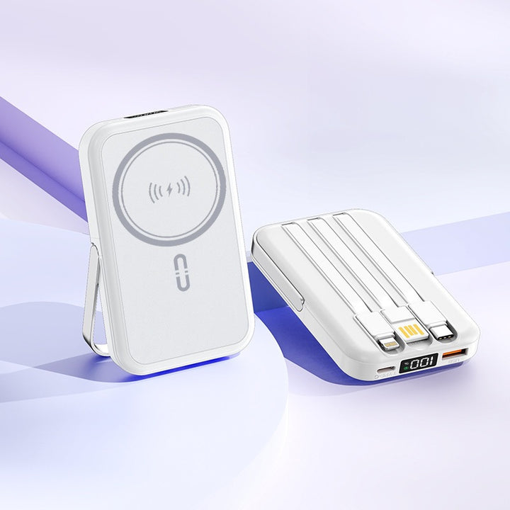 Portable induction power bank with integrated stand and multiple connections Kalsten