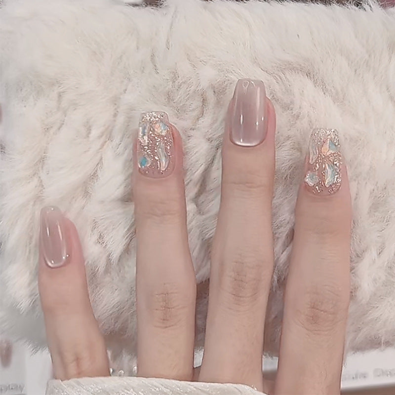 Decorative Press-On Nail Set with Elegant Marble Design Kalsten