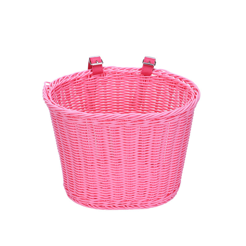 Woven Storage Basket with Leather Straps Kalsten