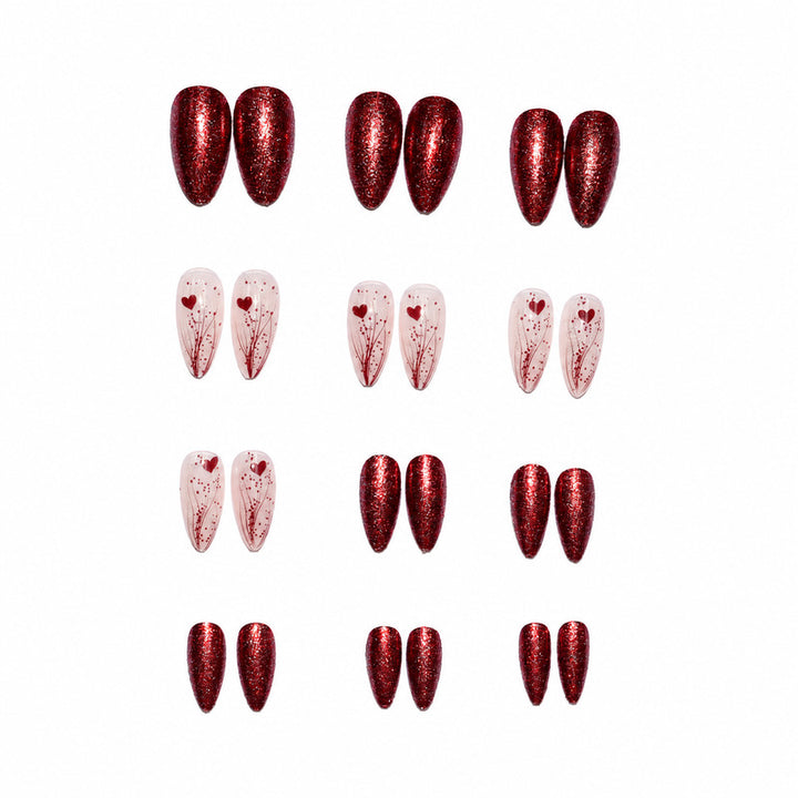 Luxury artificial nails with glitter and heart design Kalsten