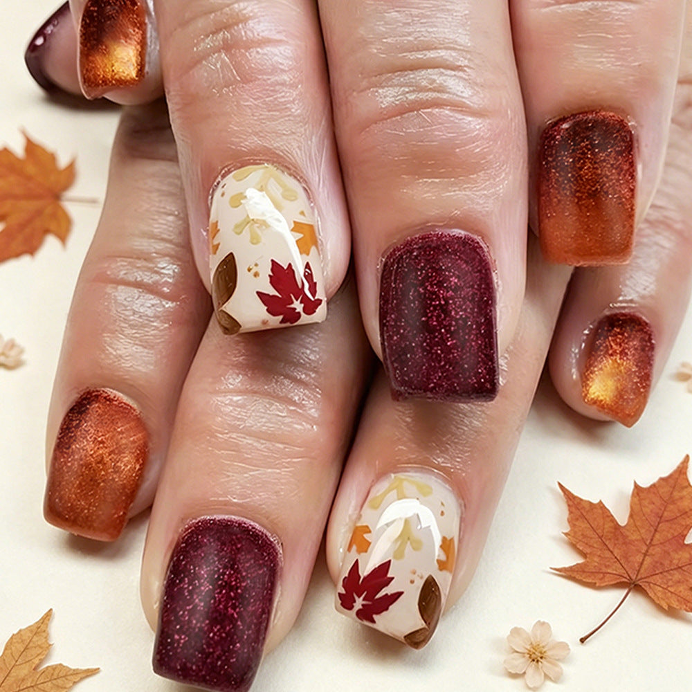 Seasonal Autumn-Themed Press-On Nail Art Kalsten