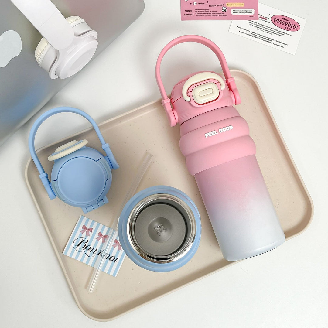 Women's Insulated Drinking Bottle with Practical Flip Lid and Non-Slip Silicone Ring Kalsten