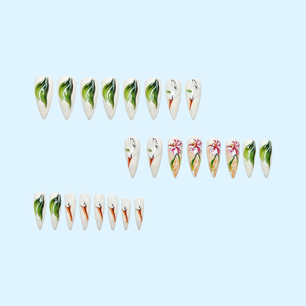 Artistic 3D Nail Tips with Floral Pattern Kalsten