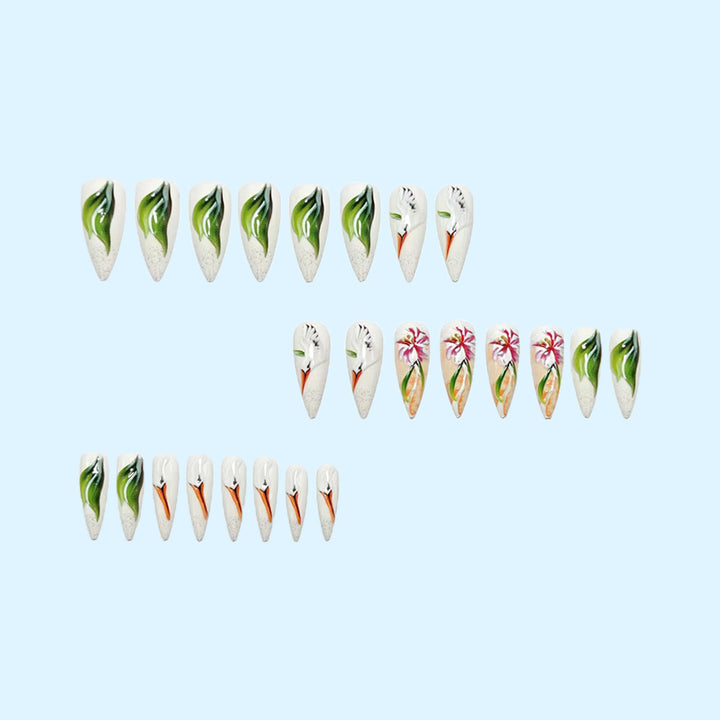 Artistic 3D Nail Tips with Floral Pattern Kalsten