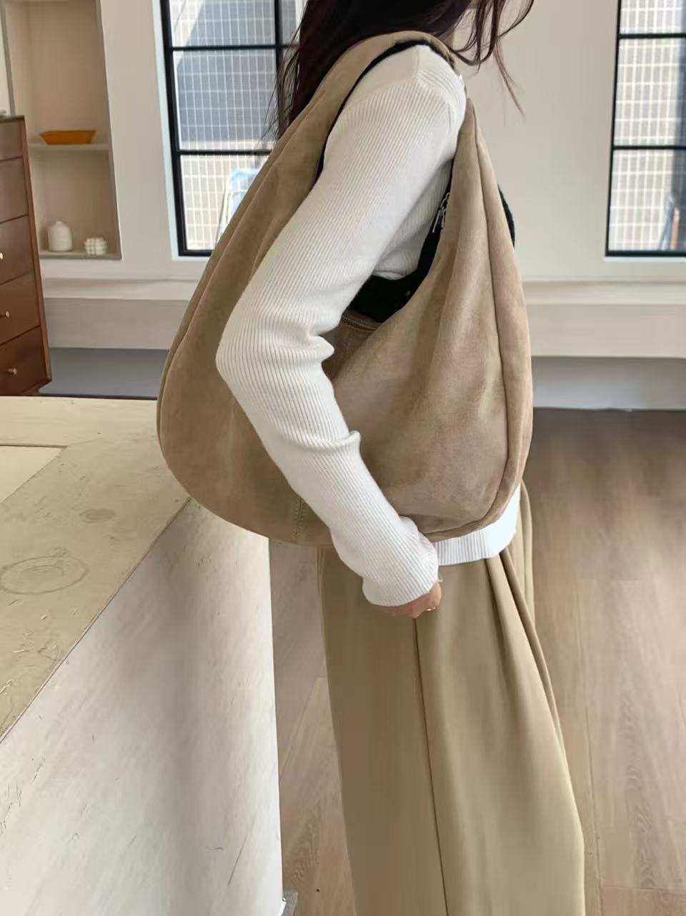 Casual Suede Shoulder Bag