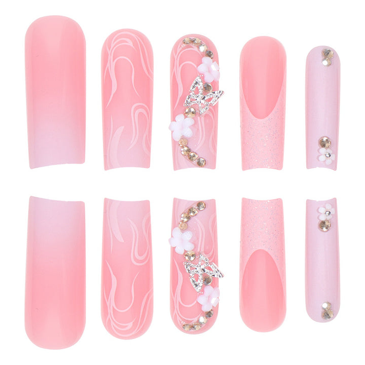 Floral and Glitter Stiletto Press-On Nails Kalsten