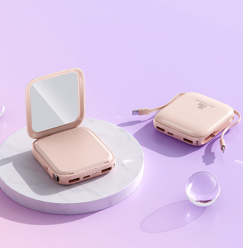 Portable power bank with integrated mirror and multifunctional charging cable Kalsten