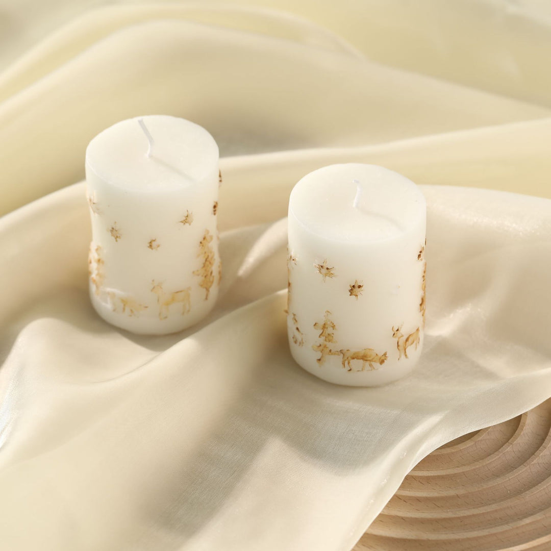 Hand-Poured Sculptural Pine Tree Decorative Soy Candle with Gold Leaf Accents and Cotton Wick