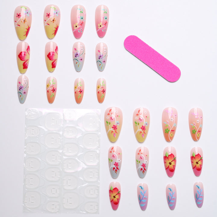 Artistic Nail Tips with Floral Designs Kalsten