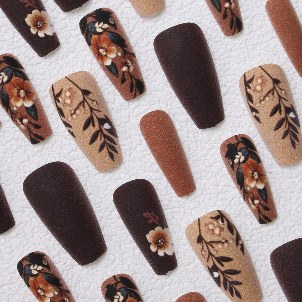 Elegant Floral Matte Press-On Nails Kalsten