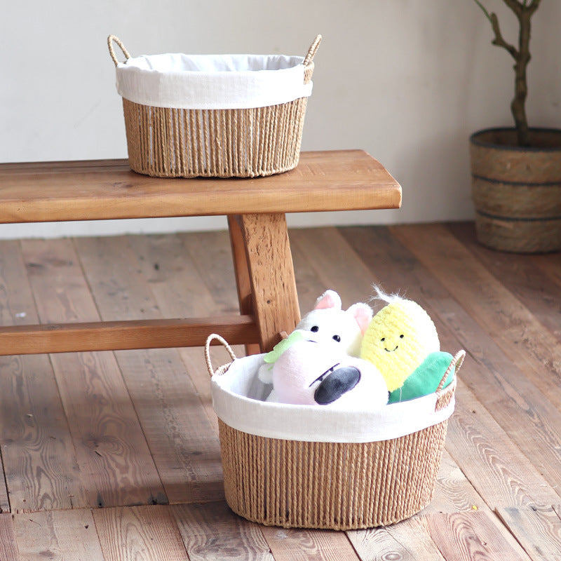 Handcrafted storage basket with white cotton lining Kalsten
