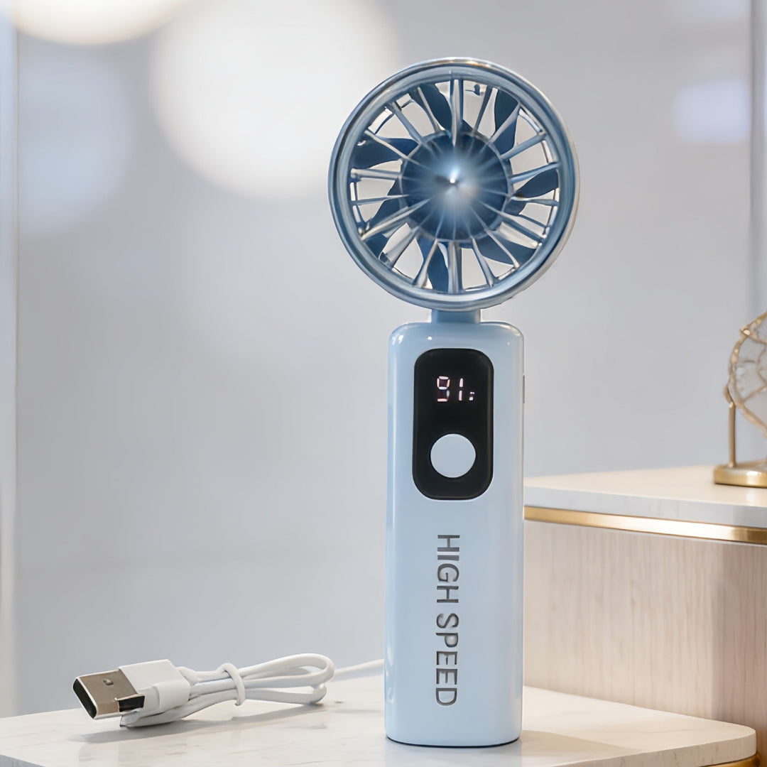 Ladies Portable Mini Fan with Digital Temperature Display Kalsten