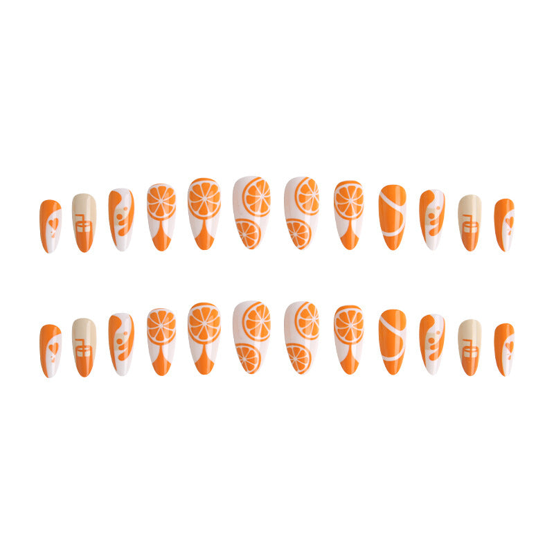 Artificial Nail Set with Fruity Orange Design Kalsten