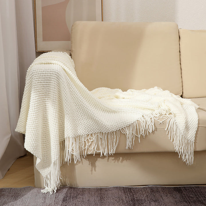Textured Fringe Throw Blanket Kalsten