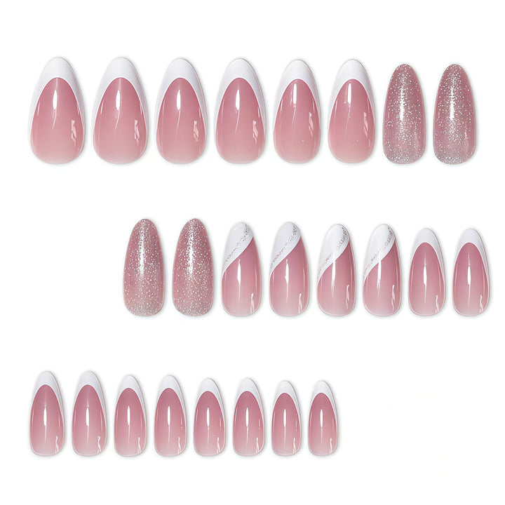 Elegant Glitter French Tip Nail Art Extensions Kalsten