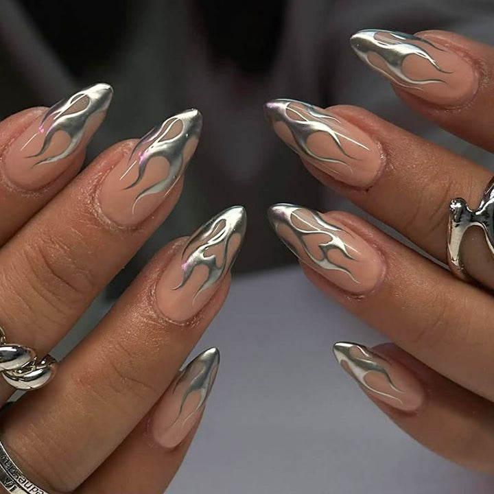 Flame Design Stiletto Nail Art