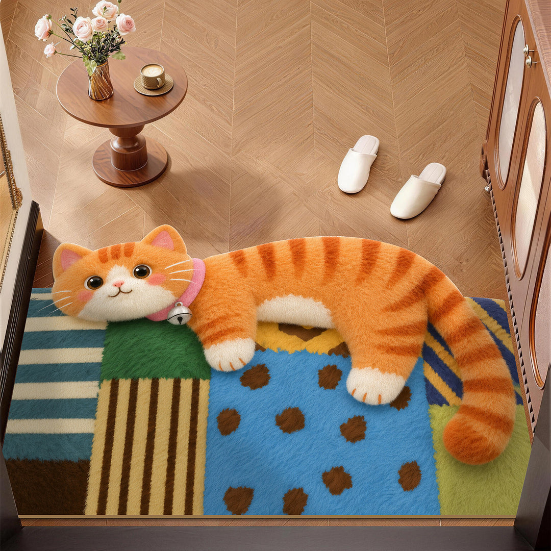 Plush Cat-Themed Mat