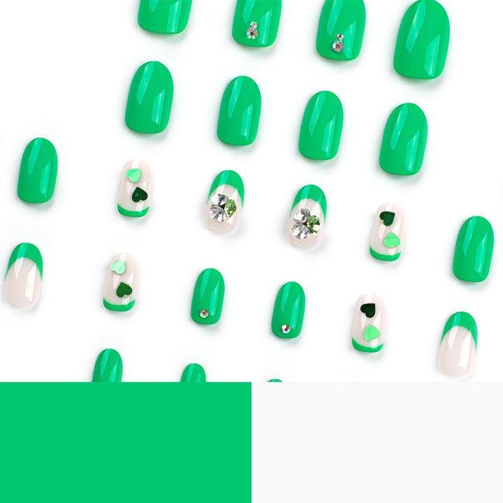 Artistic Nail Extensions with Lovable Heart Patterns and Glitter Accents Kalsten