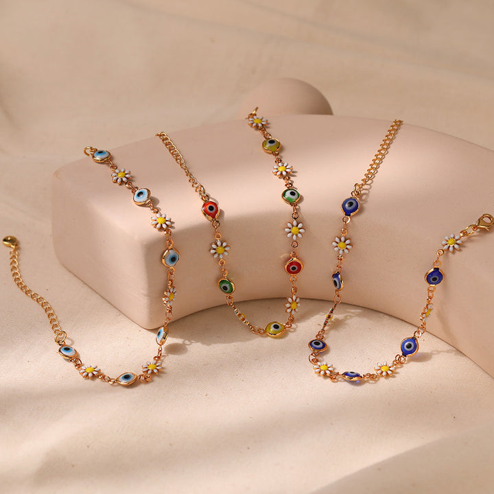Floral Evil Eye Charm Anklet Kalsten