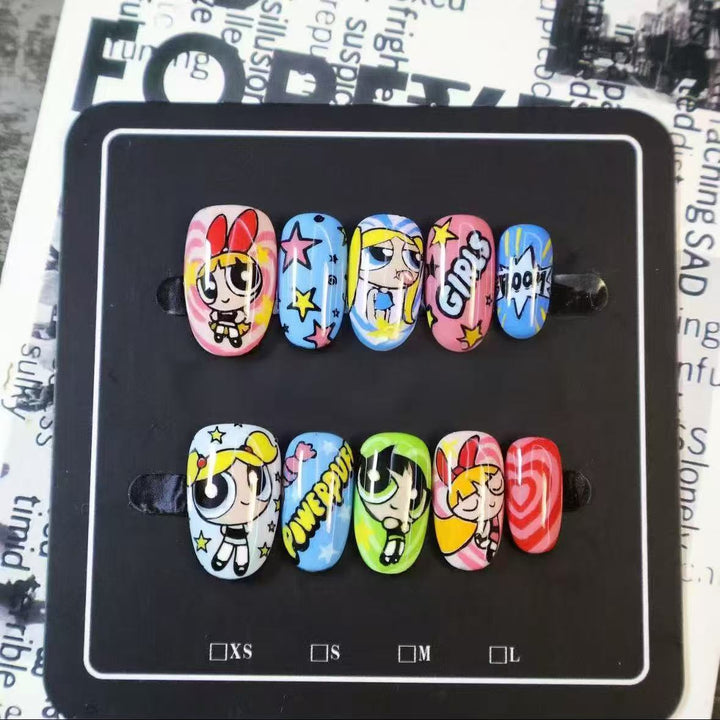 Cartoon Character Press-On Nail Art Set Kalsten