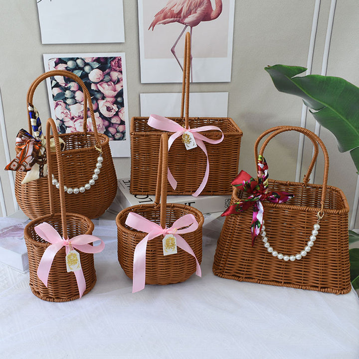 Chic Woven Handbag with Pearl Accent Kalsten