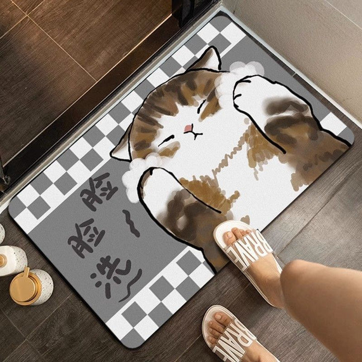 Cute Cat-Themed Plush Bath Mat