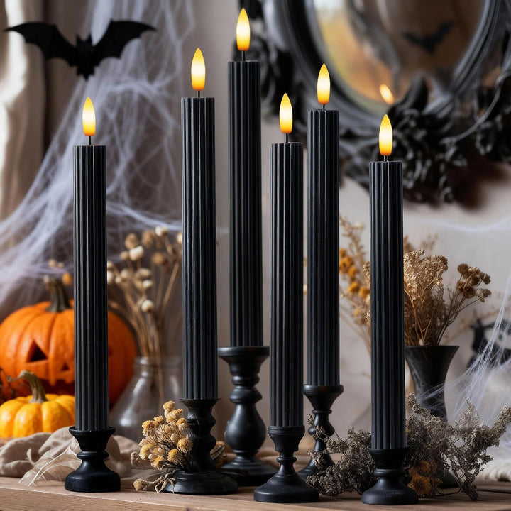 Tall Ribbed Taper Candle with Silicone Stabilizing Base