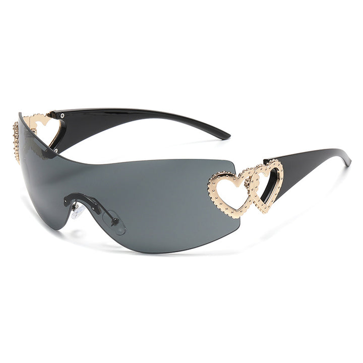 Heart-Shaped Accent Shield Sunglasses