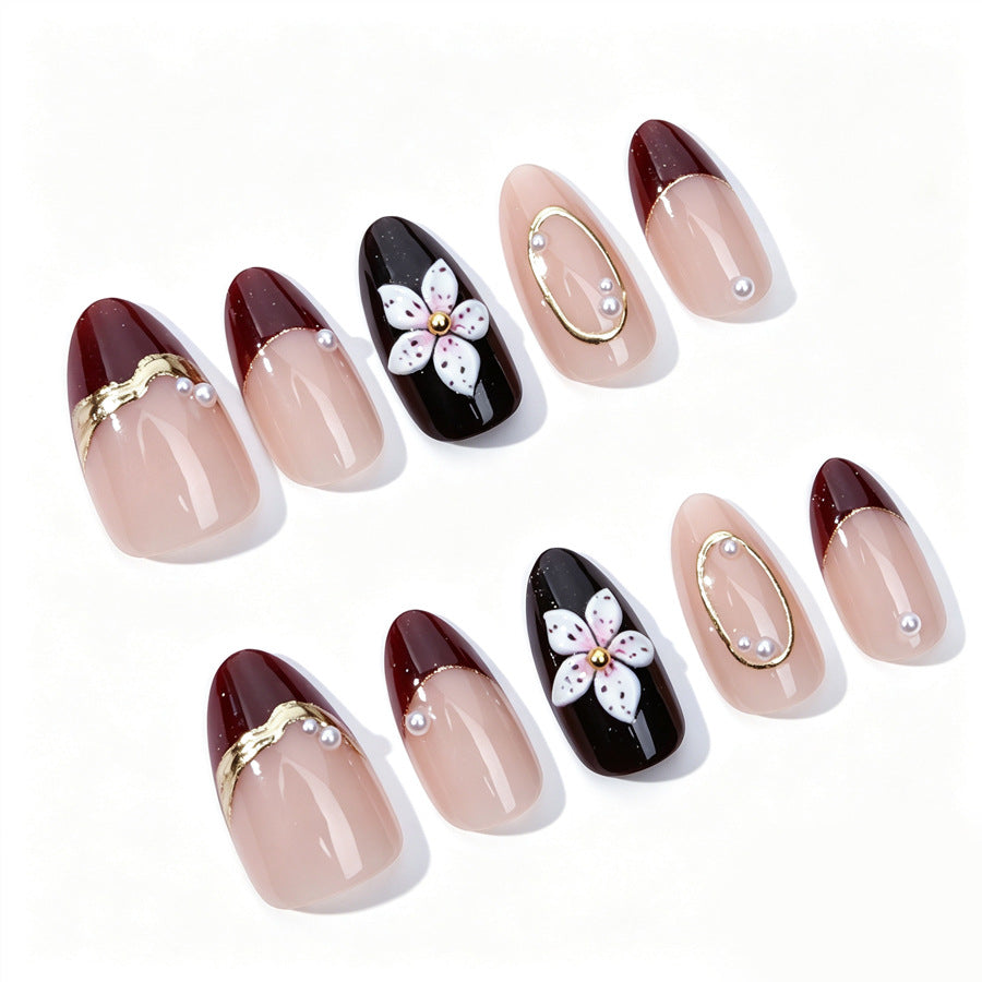 Elegant Decorative Floral Press-On Nails Kalsten