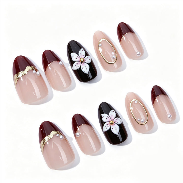 Elegant Decorative Floral Press-On Nails Kalsten