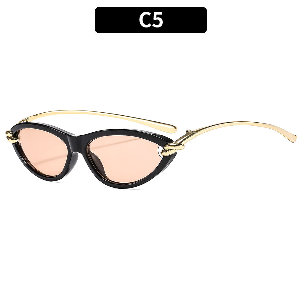 Chic Cat-Eye Sunglasses with Elegant Gold Accents