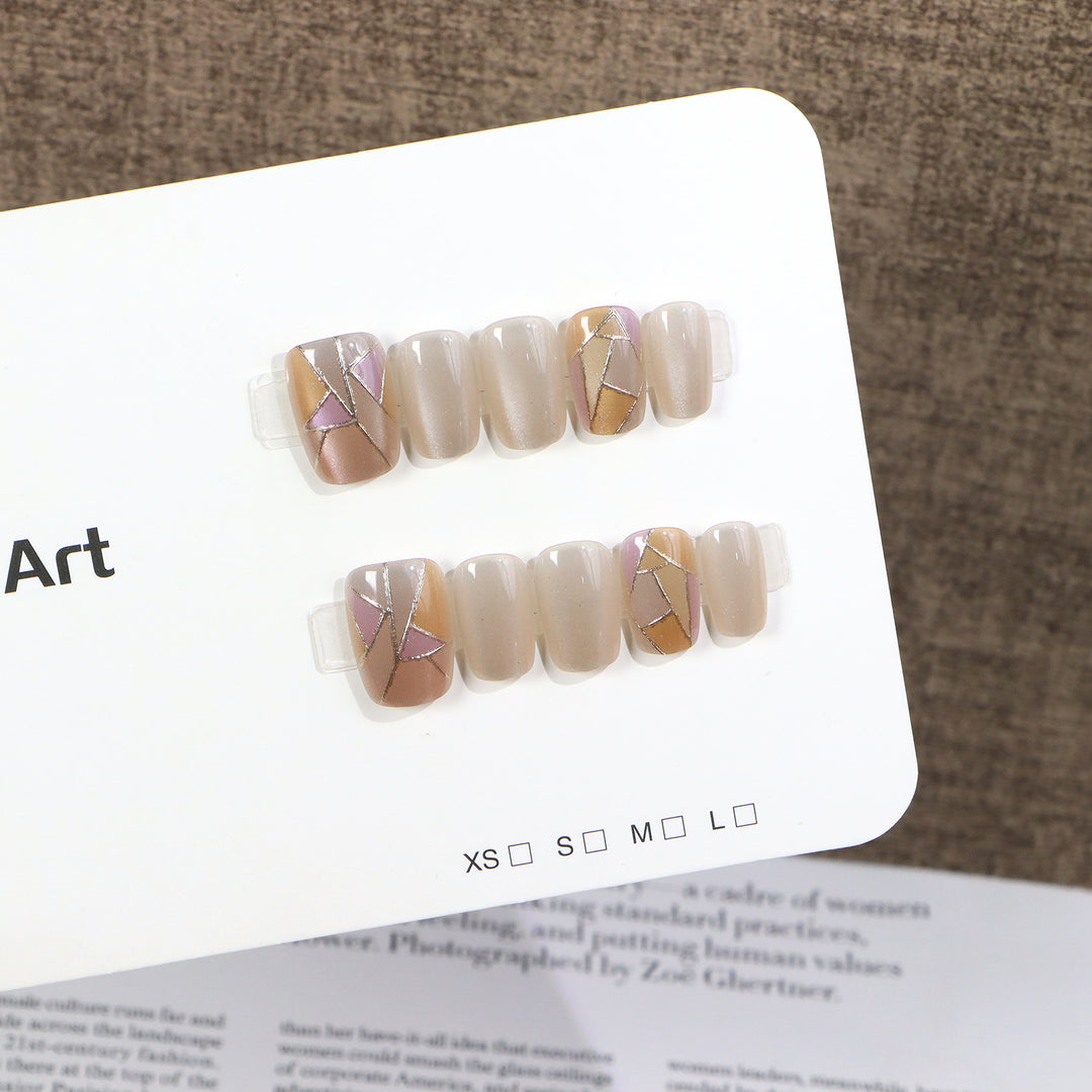 Geometric Pattern Press-On Nail Set Kalsten