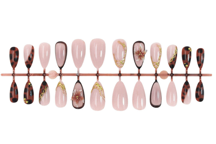 Artificial nail set with elegant floral accents and sparkling design Kalsten