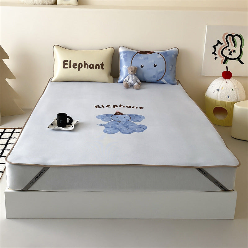 Child mattress topper with cute elephant print and non-slip bottom
