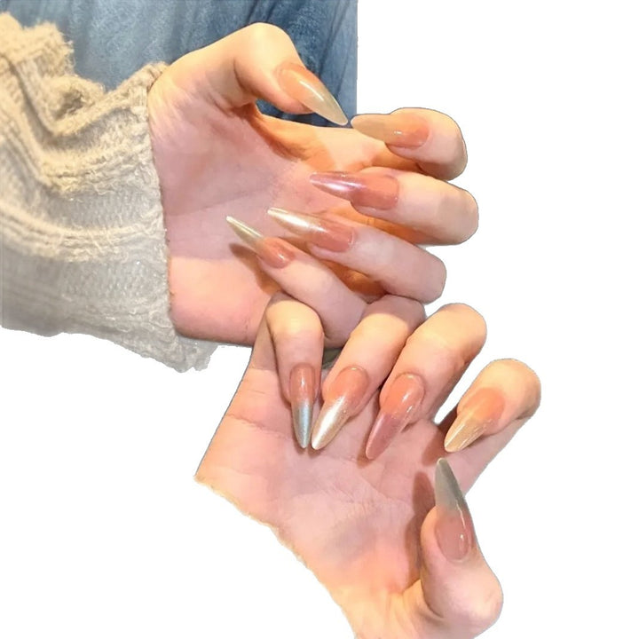 Artificial nails with elegant ombre effect and glitter accents Kalsten