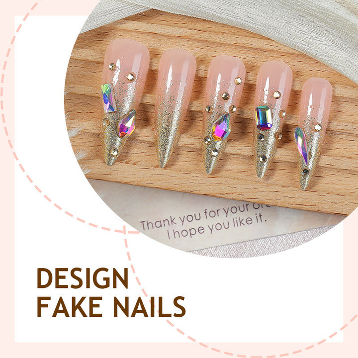 Acrylic nail set with high-quality glitter and rhinestone embellishments Kalsten