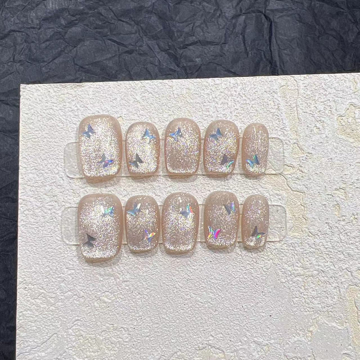 Glittering Press-On Nail Set with Star Accents Kalsten