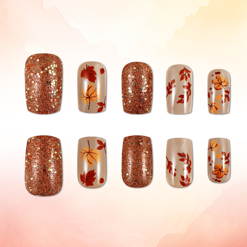Decorative Autumn-Themed Press-On Nails Kalsten