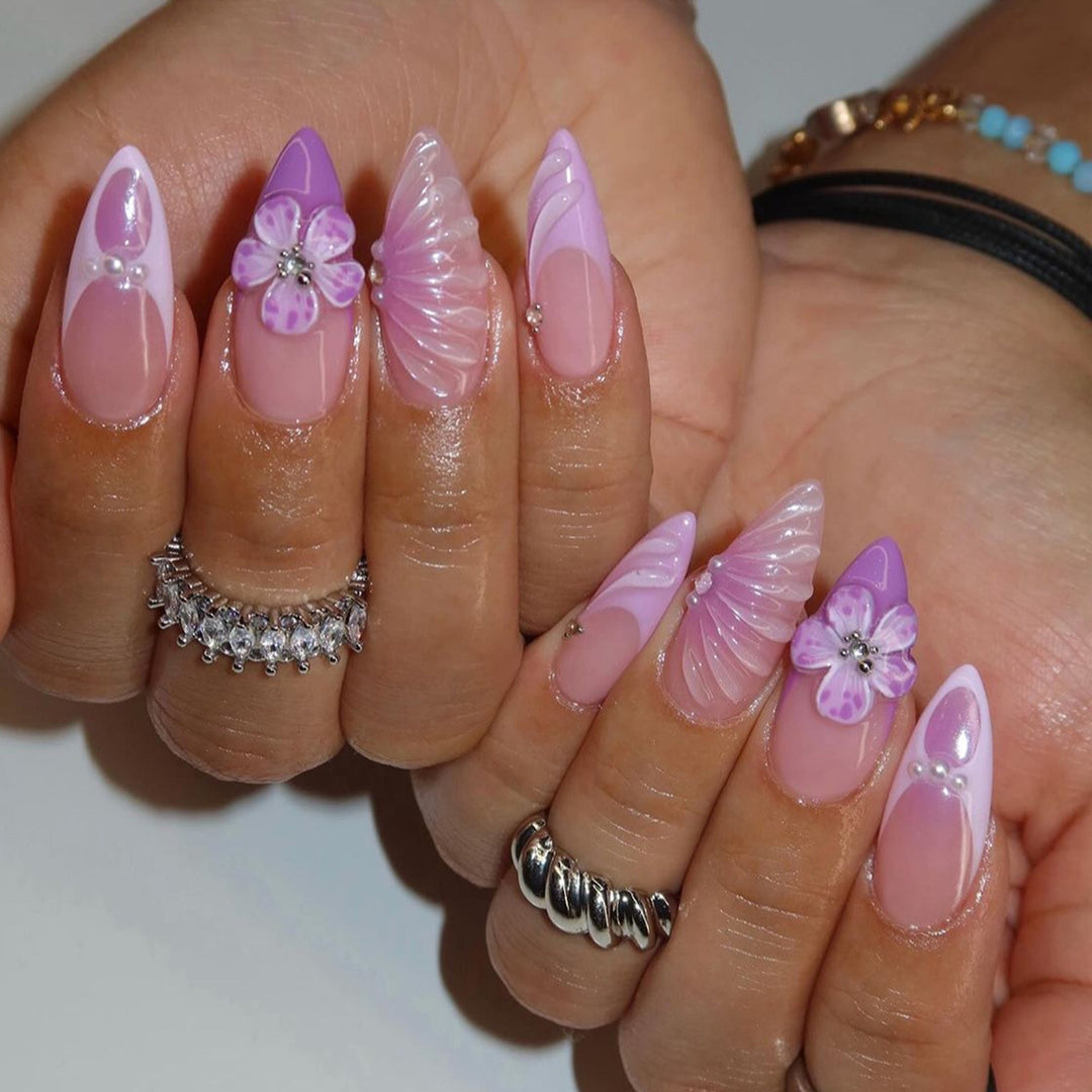 Artistic Floral Fantasy Press-On Nail Extensions Kalsten