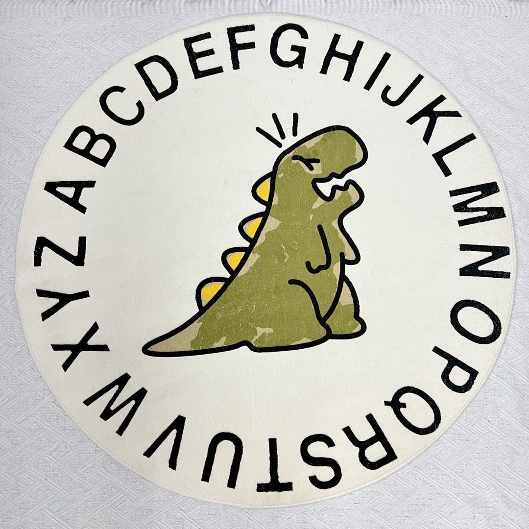 Round Educational Baby Play Rug with Alphabet Border and Bear Illustration