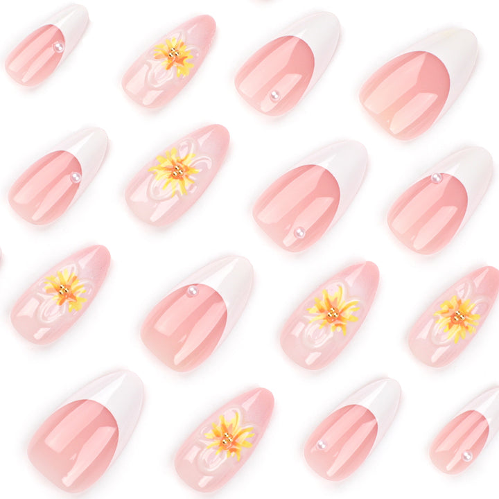 Artistic Stiletto Nails with Floral Accents Kalsten