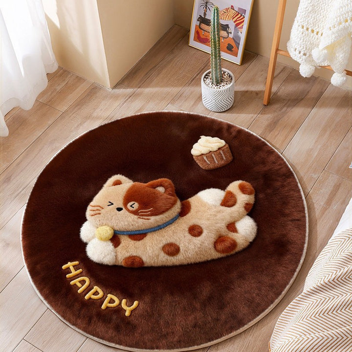Cat-Themed Round Area Rug