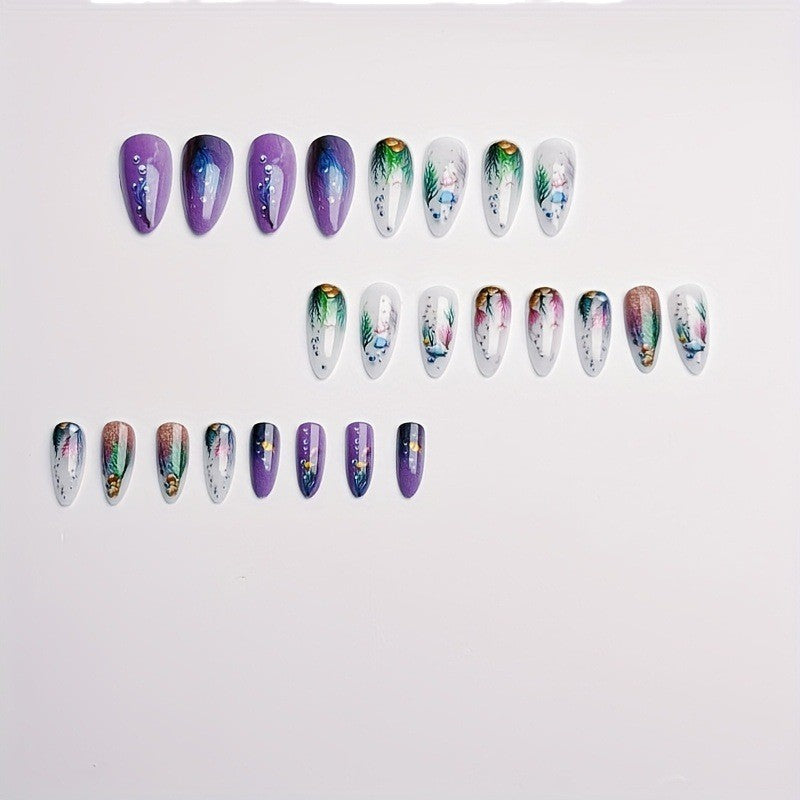 Artificial nails with maritime underwater motif Kalsten