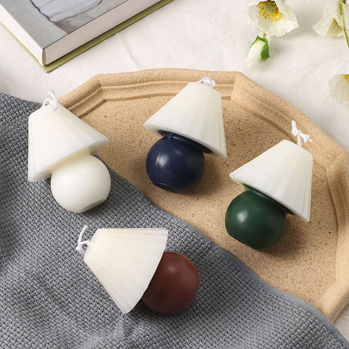 Hand-Poured Mushroom-Shaped Sculptural Soy Candle with Fluted Shade and Rounded Base