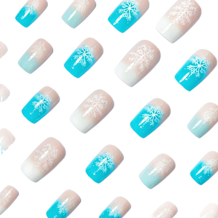 Wintry Artistic Nails with Shimmering Snowflake Design Kalsten