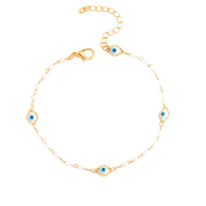 Elegant Pearl and Eye Charm Necklace Kalsten