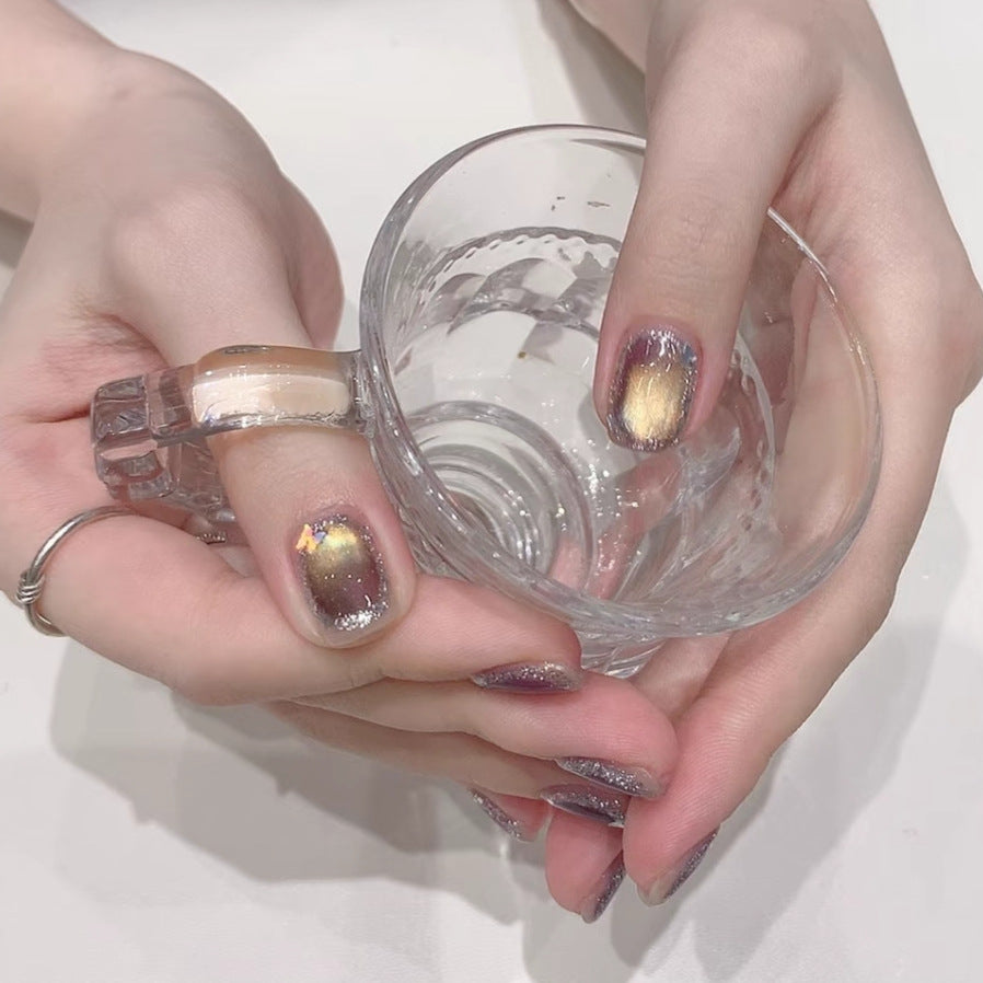 Metallic Galaxy Press-On Nail Art