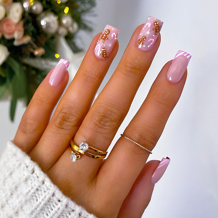 Artificial nail set with festive glitter and Christmas motifs Kalsten