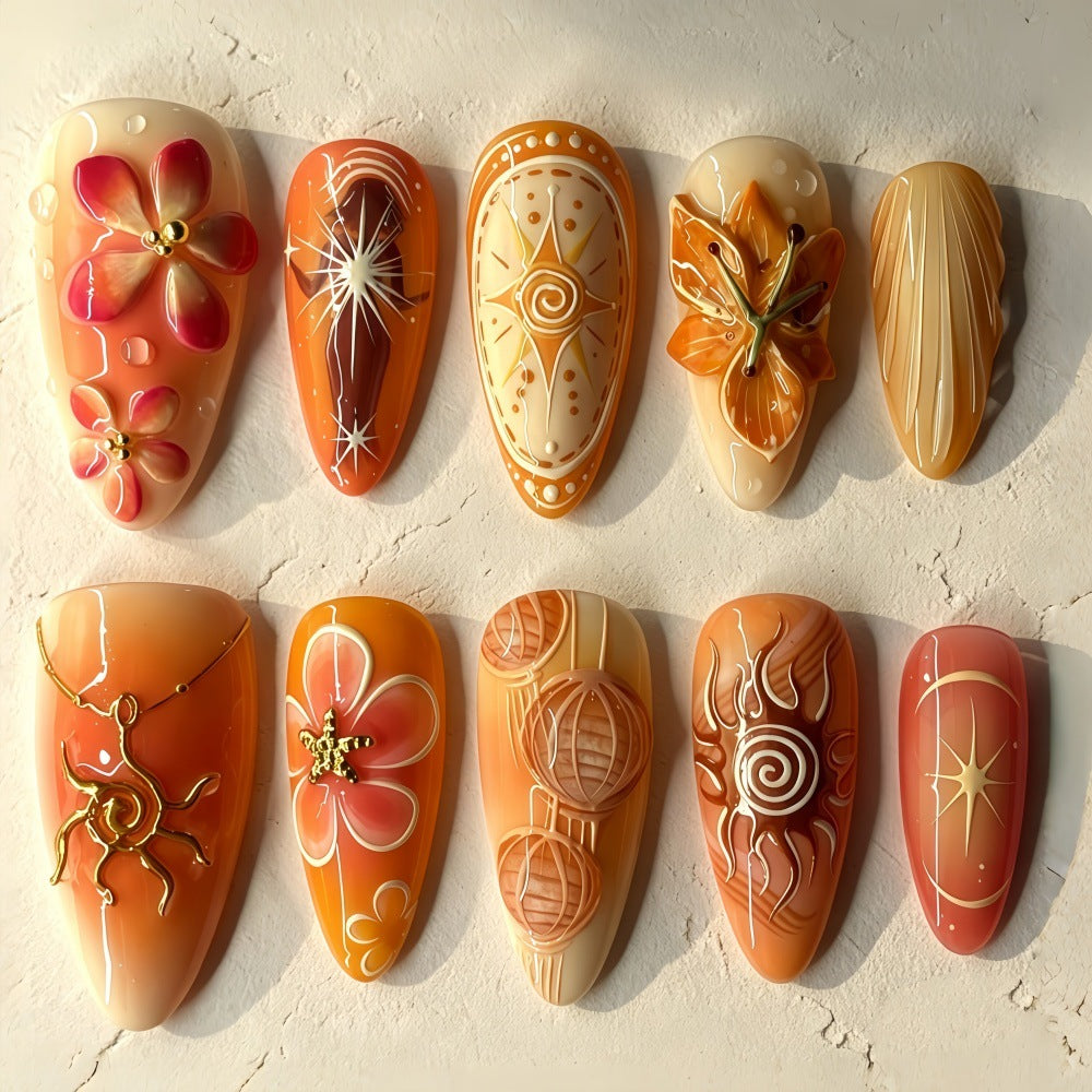 Artificial Nails in Exquisite Floral and Geometric Design Kalsten