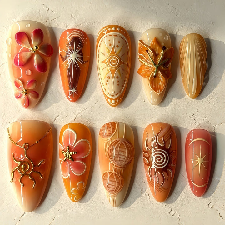Artificial Nails in Exquisite Floral and Geometric Design Kalsten